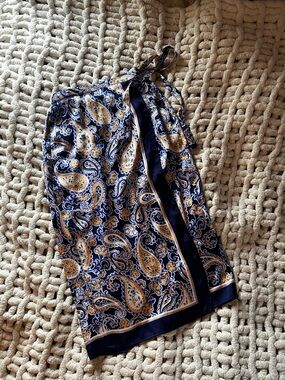 DR2 Blue and Gold Paisley-Print wrap skirt
